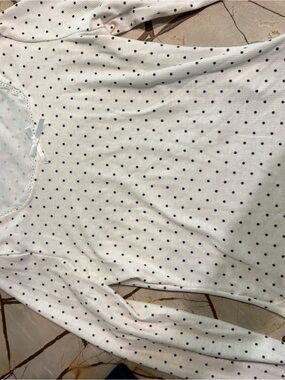 White Long Sleeve Polka Dot Top
